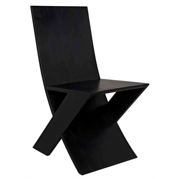 Noir Tech Charcoal Black Solid Wood Slim Side Chair