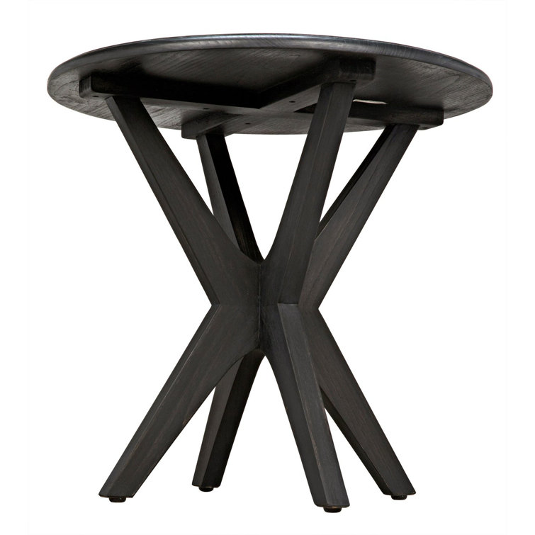 Charcoal Black Round Wood End Table