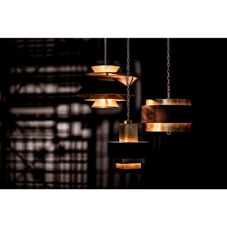Antique Brass and Matte Black 4-Light Pendant