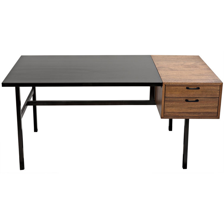Noir Algeron 28" Black Walnut Writing Desk with Drawers