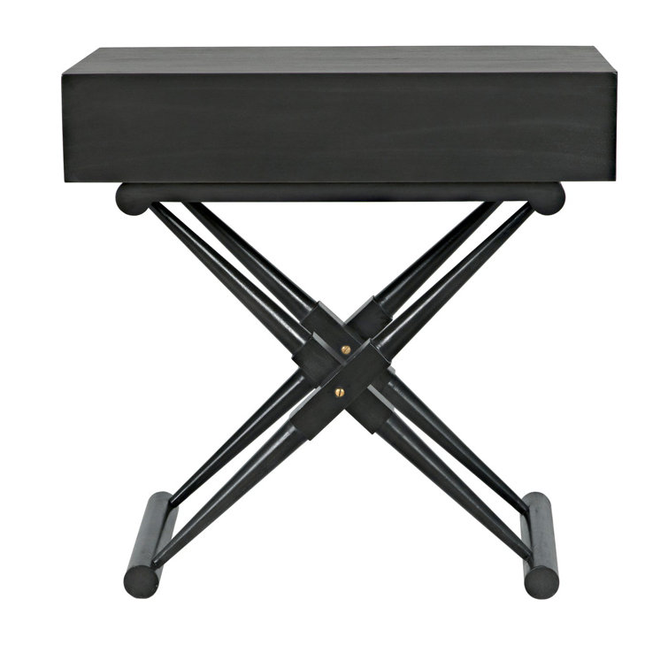 Zanta Pale Solid Wood Rectangular End Table with Storage