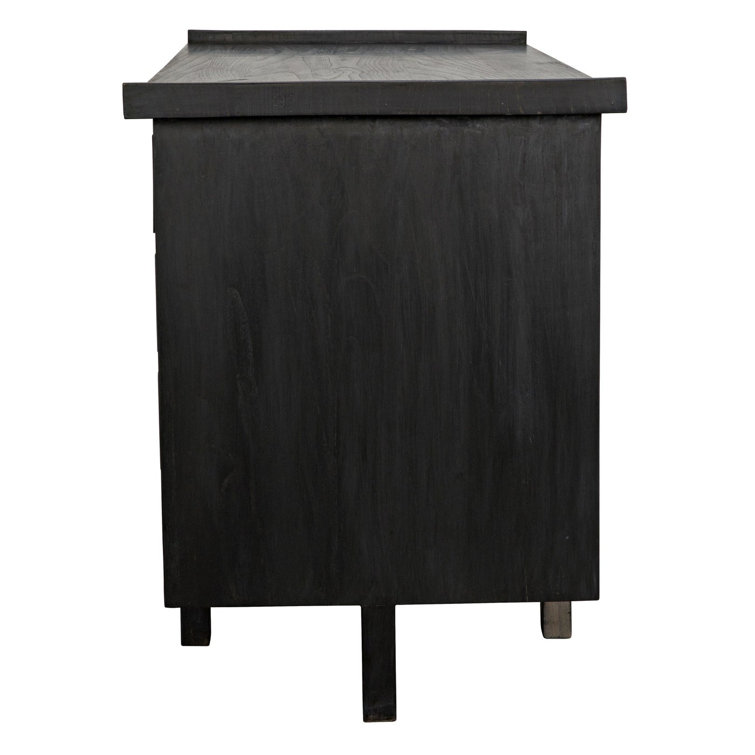 Noir Kennedy Charcoal Black Wood Desk with Drawer 56.5''