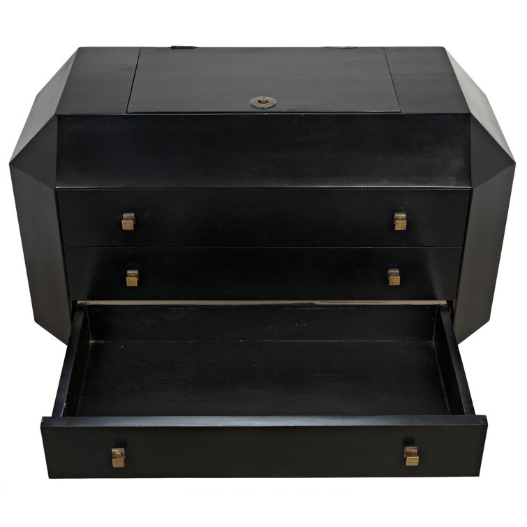 Rhiana Vintage-Inspired Hand-Rubbed Black Mahogany Accent Chest