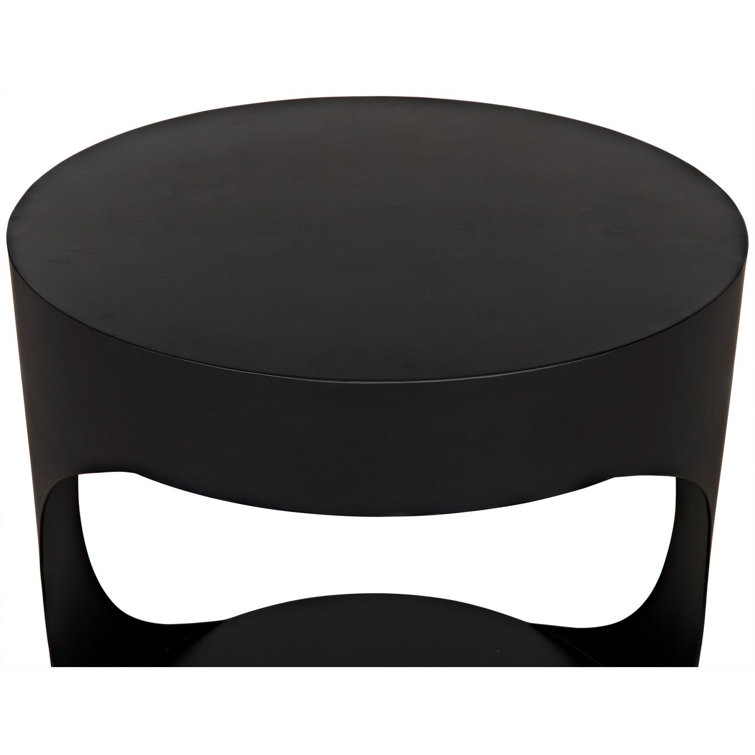 Eclipse 22" Round Metal Pedestal Side Table with Open Shelf