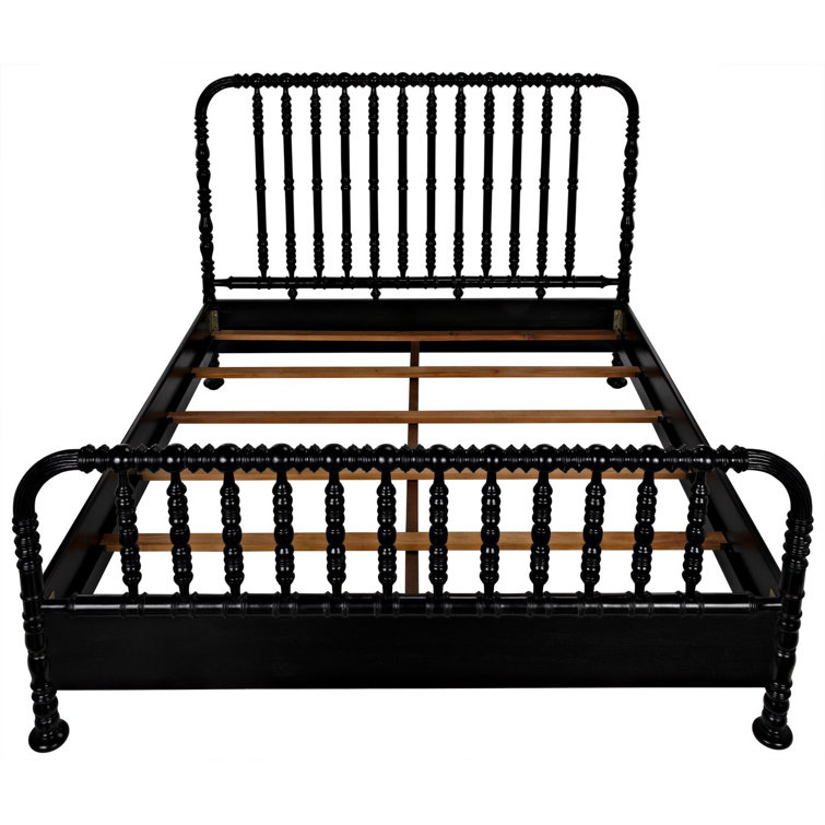 Hand Rubbed Black Mahogany King Platform Bed with Spindle Headboard