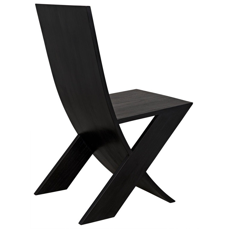 Noir Tech Charcoal Black Solid Wood Slim Side Chair