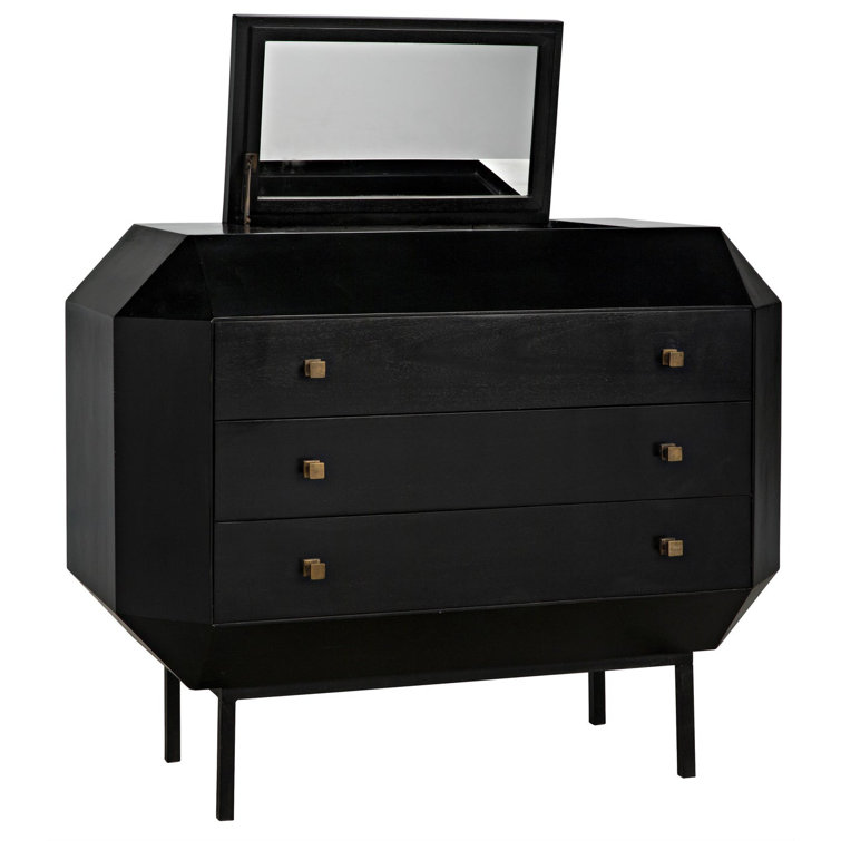 Rhiana Vintage-Inspired Hand-Rubbed Black Mahogany Accent Chest