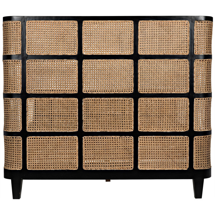 Noir Porto Queen Wingback Bed with Hand-Rubbed Black Mahogany Frame