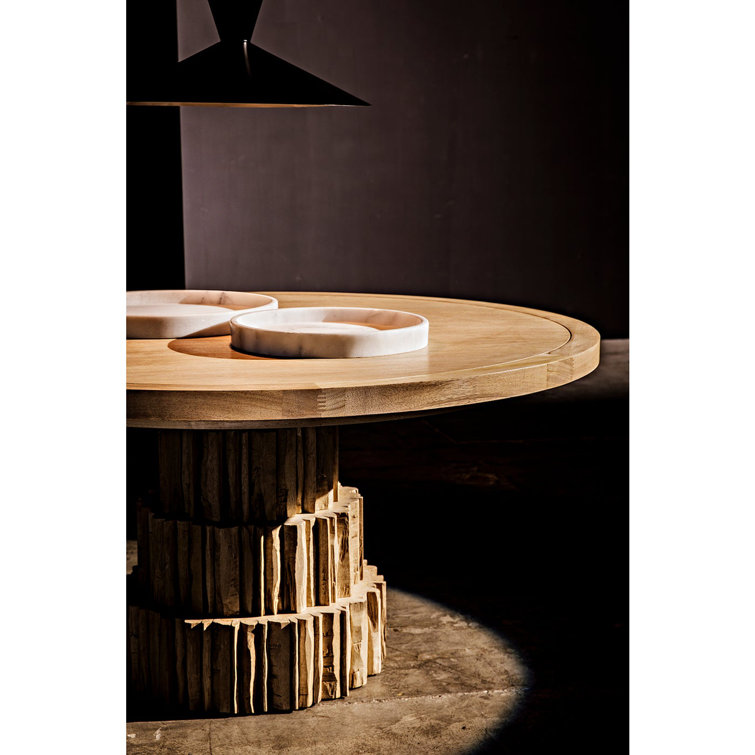 White Marble Round Tray with Simple Lines, 16"