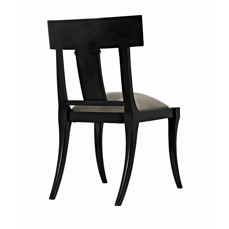 Athena Black Wood Slat Back Upholstered Side Chair