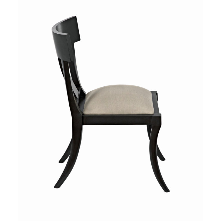 Athena Black Wood Slat Back Upholstered Side Chair