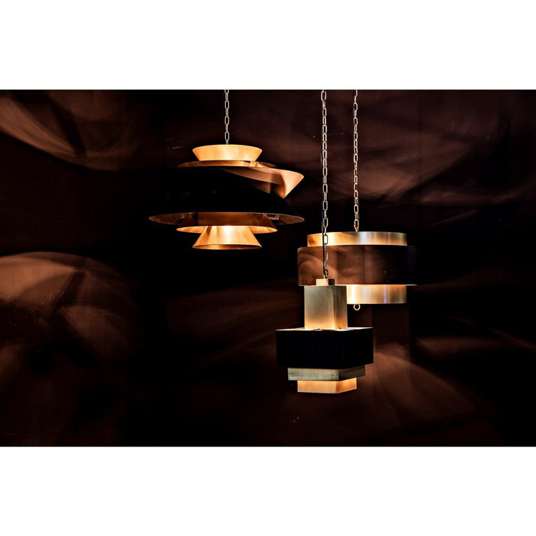 Antique Brass and Matte Black 4-Light Pendant