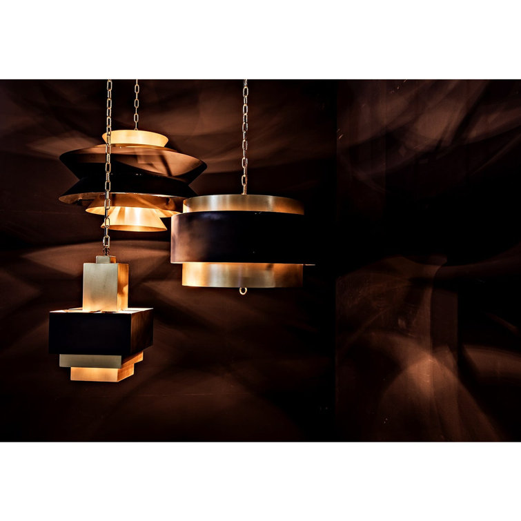 Antique Brass and Matte Black 4-Light Pendant