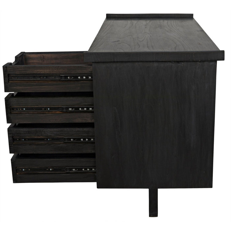 Noir Kennedy Charcoal Black Wood Desk with Drawer 56.5''