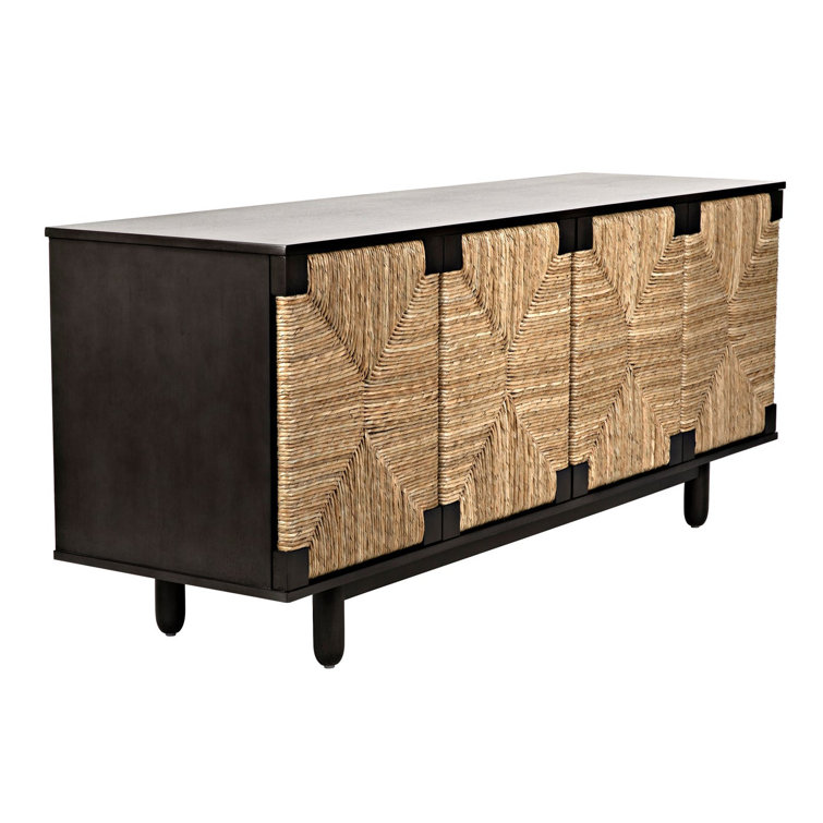 Brook 76.5" Pale Mahogany and Seagrass Sideboard