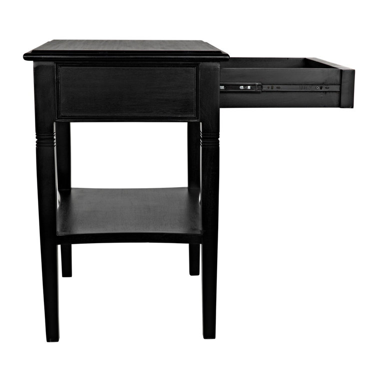 Oxford 20" Solid Mahogany Wood End Table with Storage - Hand Rubbed Black
