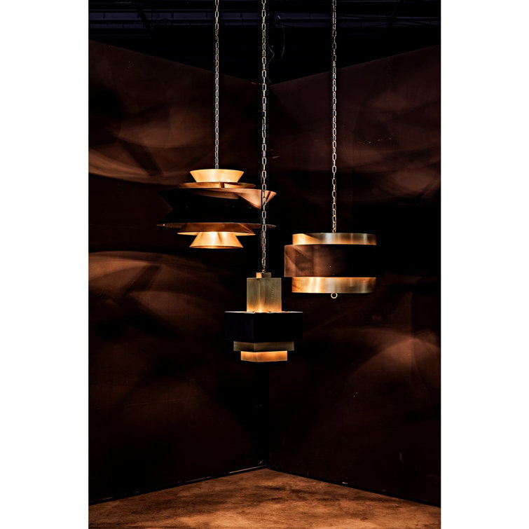 Antique Brass and Matte Black 4-Light Pendant