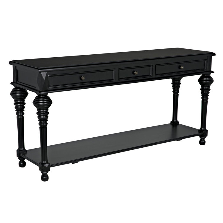 Colonial Elegance 72'' Distressed Black Solid Wood Console With Storage