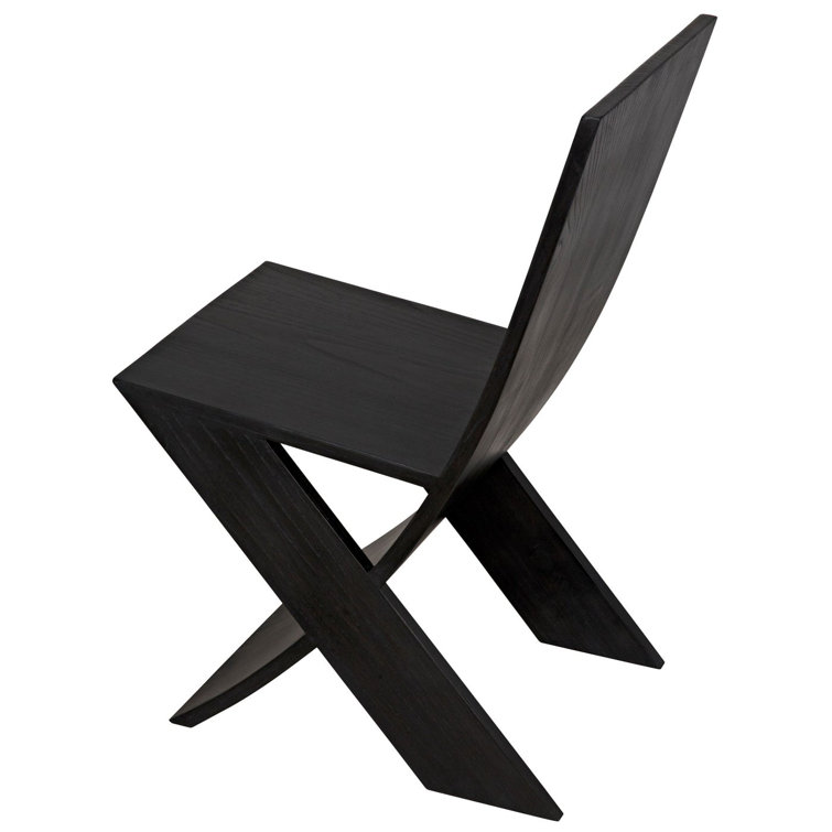 Noir Tech Charcoal Black Solid Wood Slim Side Chair
