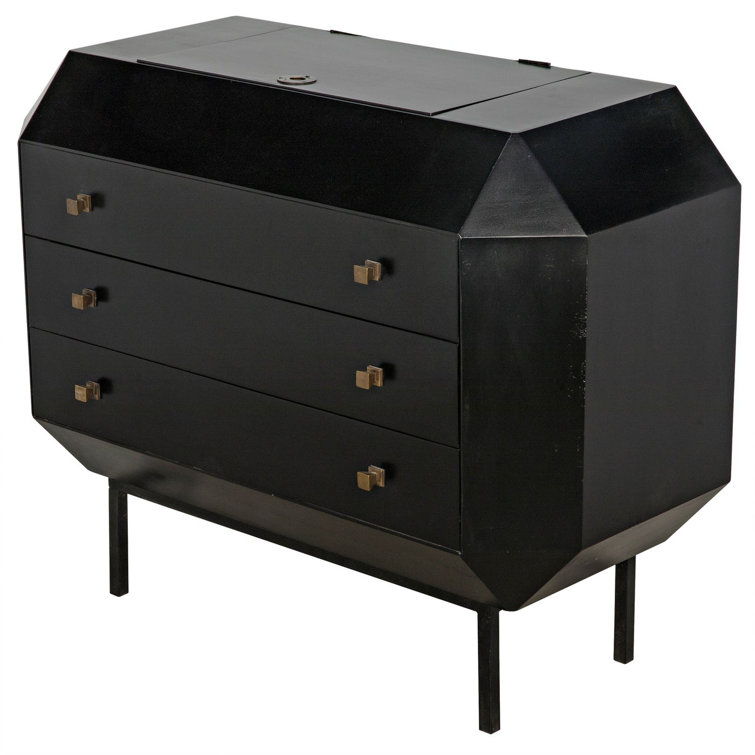 Rhiana Vintage-Inspired Hand-Rubbed Black Mahogany Accent Chest