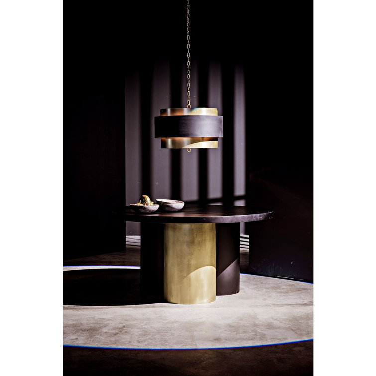 Antique Brass and Matte Black 4-Light Pendant