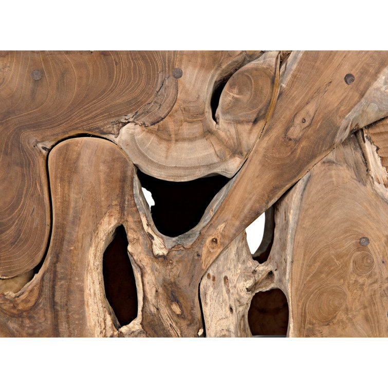 Teak Wood Square Accent Side Table with Natural Finish