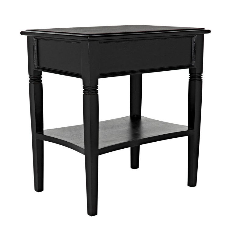 Oxford 20" Solid Mahogany Wood End Table with Storage - Hand Rubbed Black