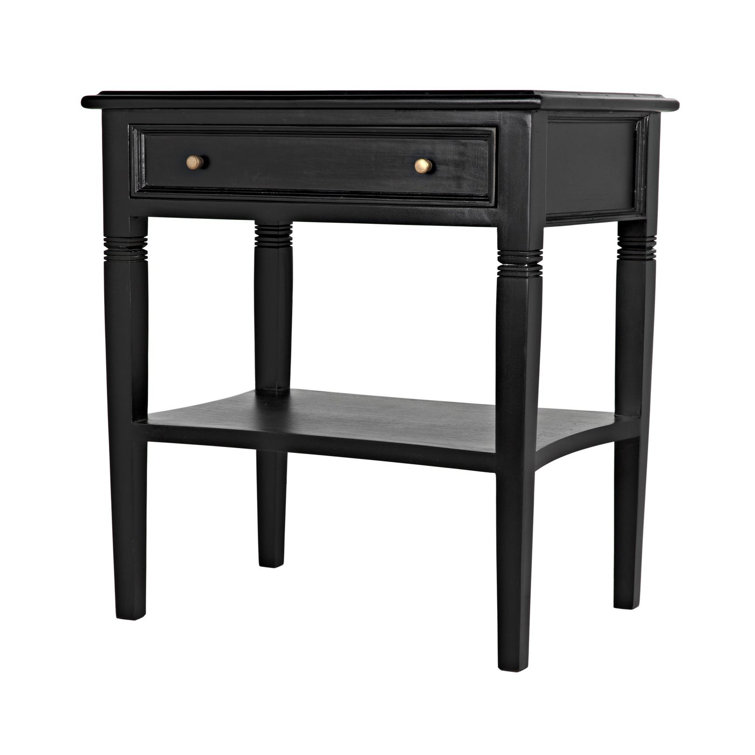 Oxford 20" Solid Mahogany Wood End Table with Storage - Hand Rubbed Black
