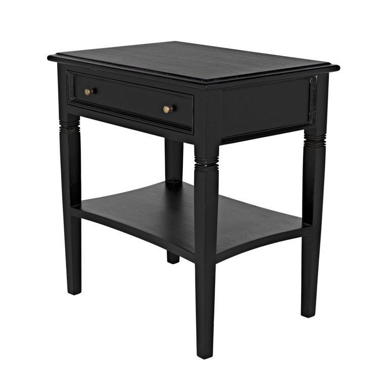 Oxford 20" Solid Mahogany Wood End Table with Storage - Hand Rubbed Black