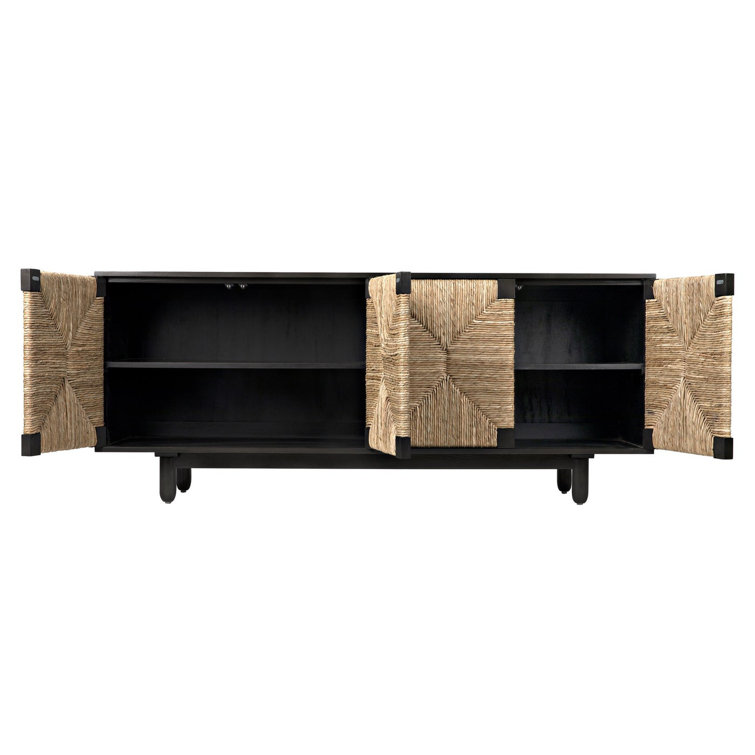 Brook 76.5" Pale Mahogany and Seagrass Sideboard