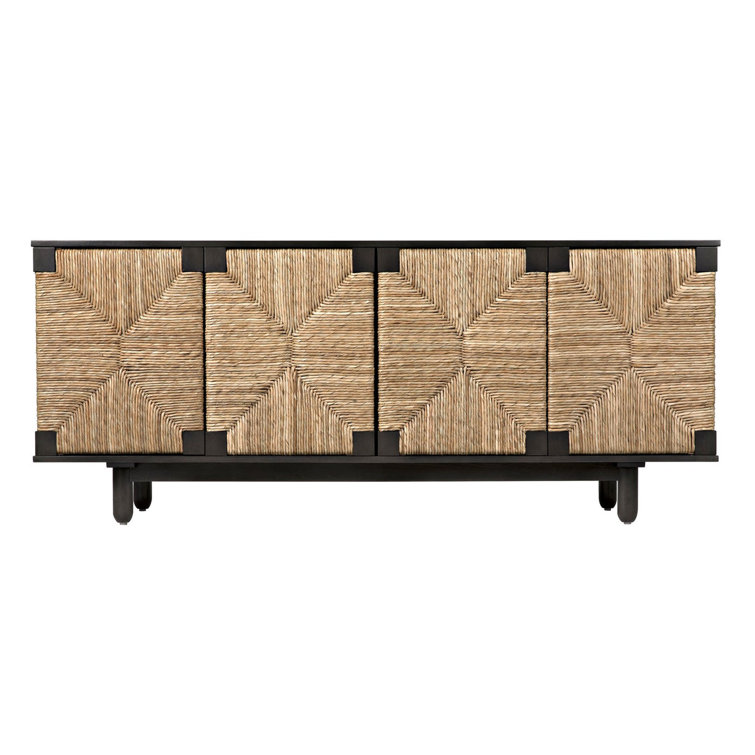 Brook 76.5" Pale Mahogany and Seagrass Sideboard