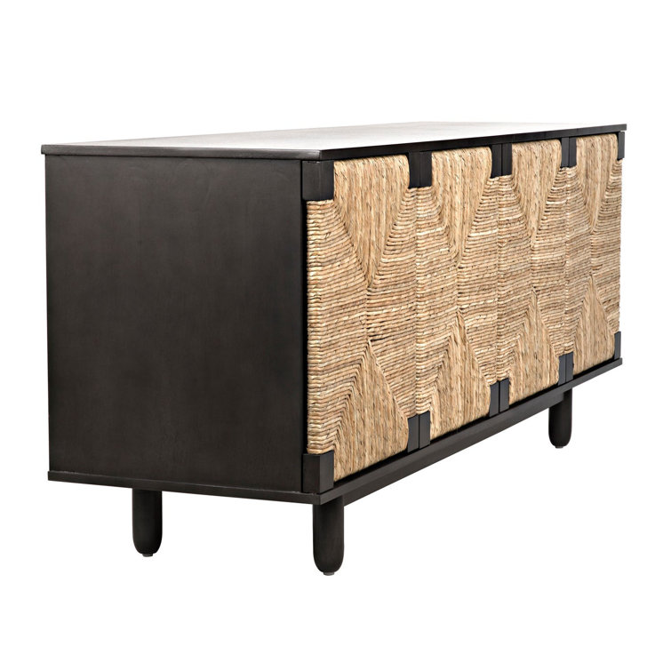 Brook 76.5" Pale Mahogany and Seagrass Sideboard