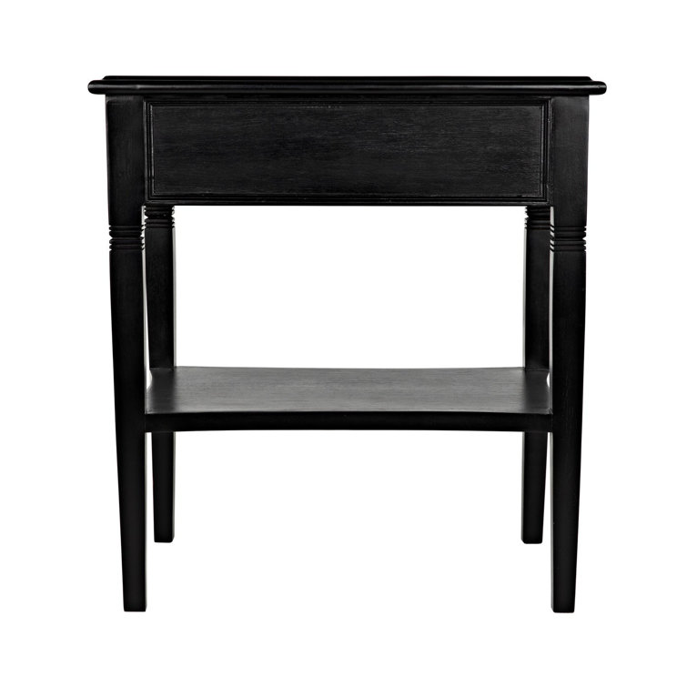 Oxford 20" Solid Mahogany Wood End Table with Storage - Hand Rubbed Black