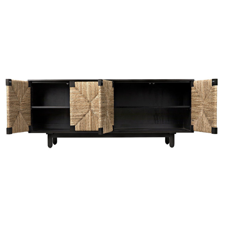 Brook 76.5" Pale Mahogany and Seagrass Sideboard