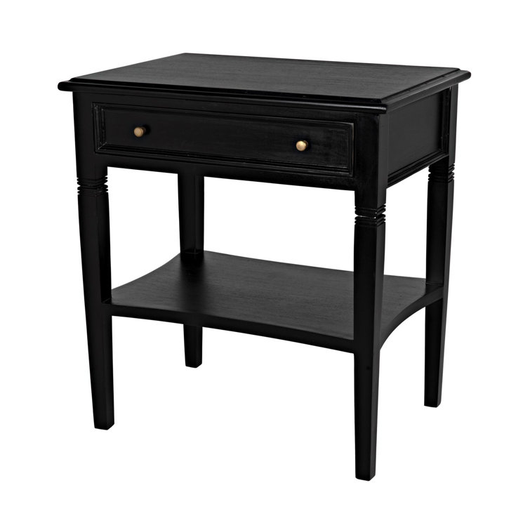 Oxford 20" Solid Mahogany Wood End Table with Storage - Hand Rubbed Black