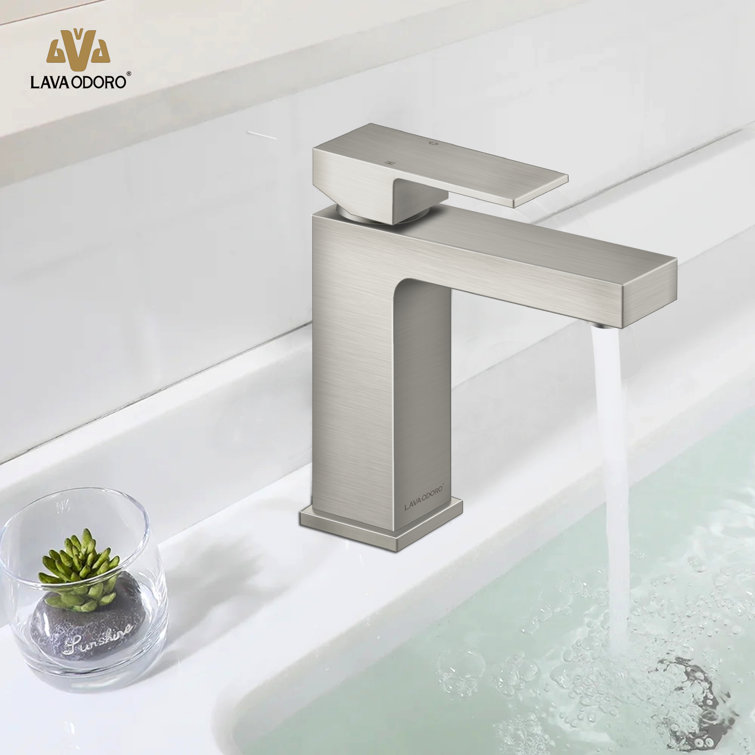 Brushed Nickel Single Handle Bathroom Faucet with Drain Assembly