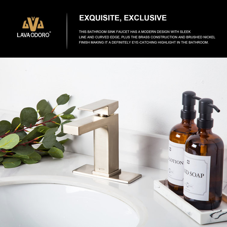 Brushed Nickel Single Handle Bathroom Faucet with Drain Assembly