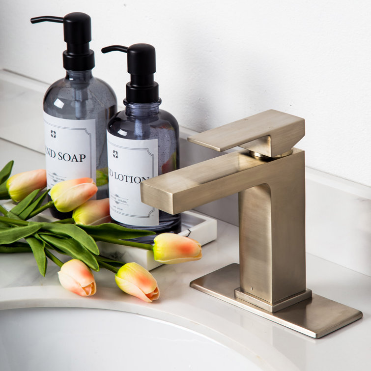 Brushed Nickel Single Handle Bathroom Faucet with Drain Assembly