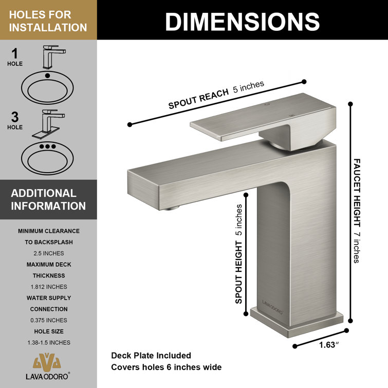 Brushed Nickel Single Handle Bathroom Faucet with Drain Assembly