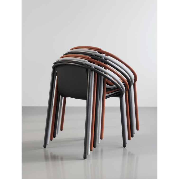 ErgoStack Black Metal and Wood Composite Outdoor Lounge Chair