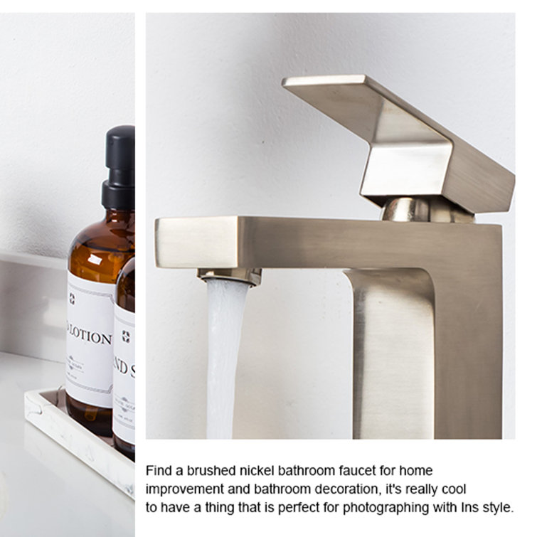 Brushed Nickel Single Handle Bathroom Faucet with Drain Assembly