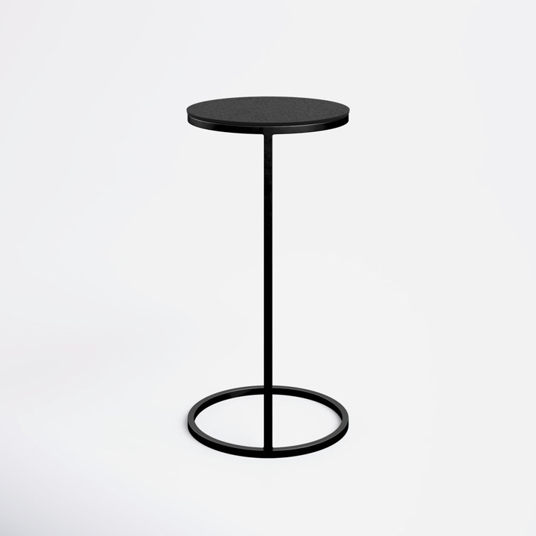 Brunei 13'' Aged Black and Bronze Round Wood & Metal Accent Table