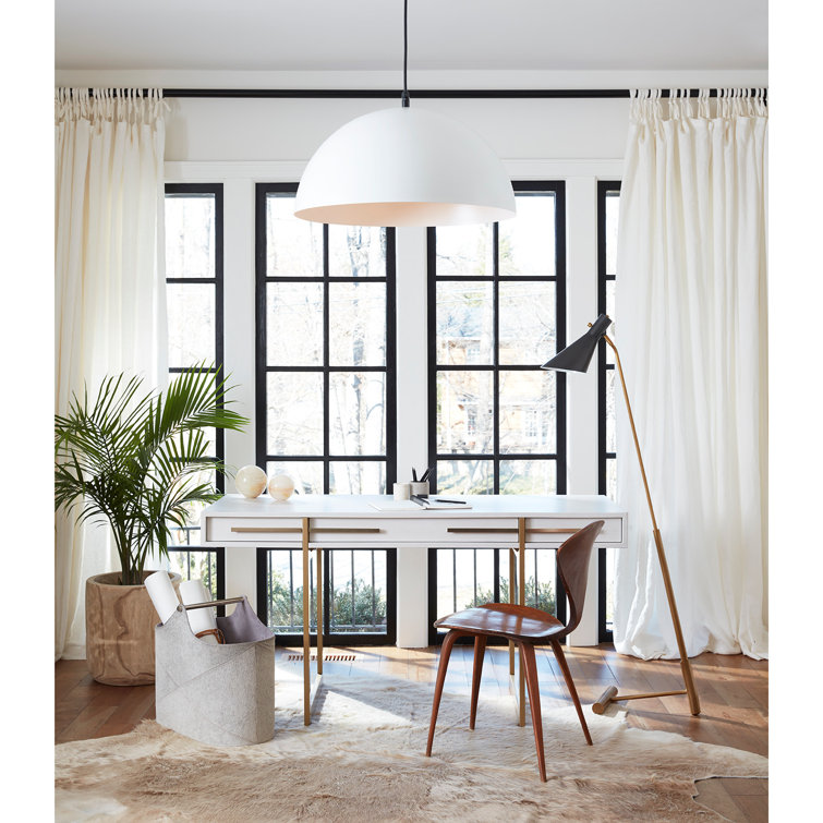 Blackened Brass and Black Industrial Floor Lamp