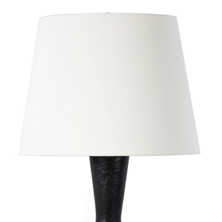 Black Textured Metal Table Lamp with Linen Shade