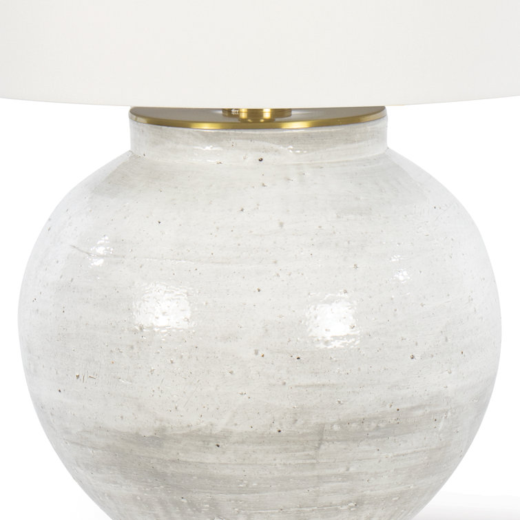 White Ceramic Table Lamp with Linen Shade