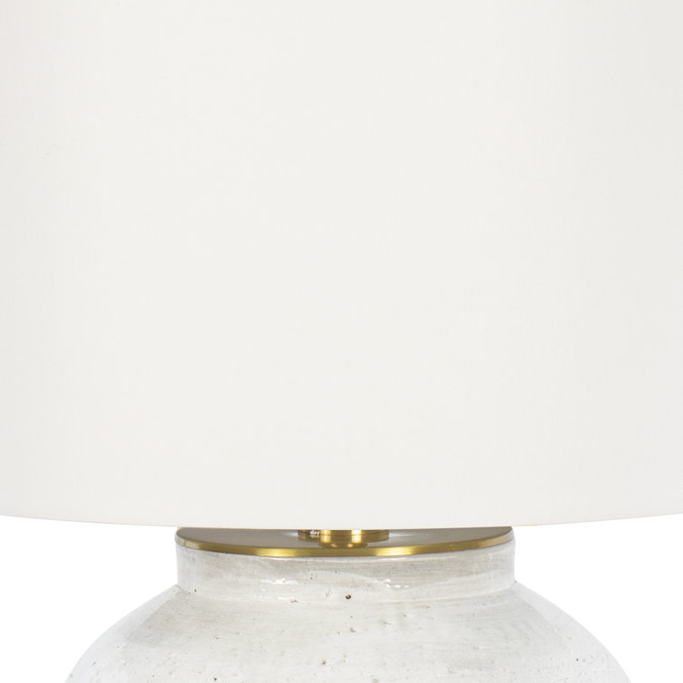 White Ceramic Table Lamp with Linen Shade