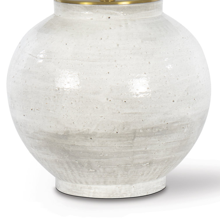 White Ceramic Table Lamp with Linen Shade