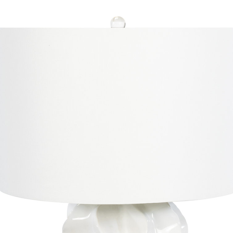 White Ceramic Table Lamp with Linen Shade