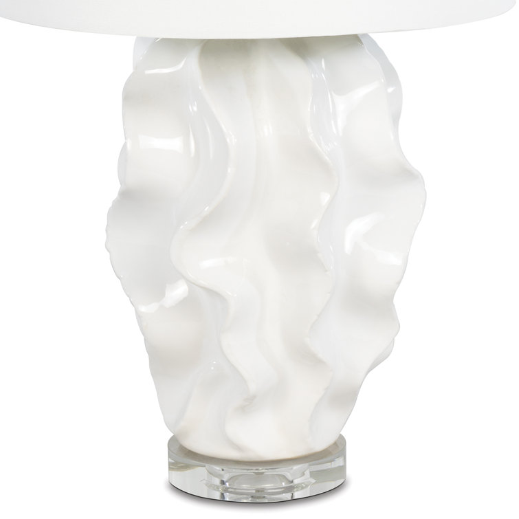 White Ceramic Table Lamp with Linen Shade