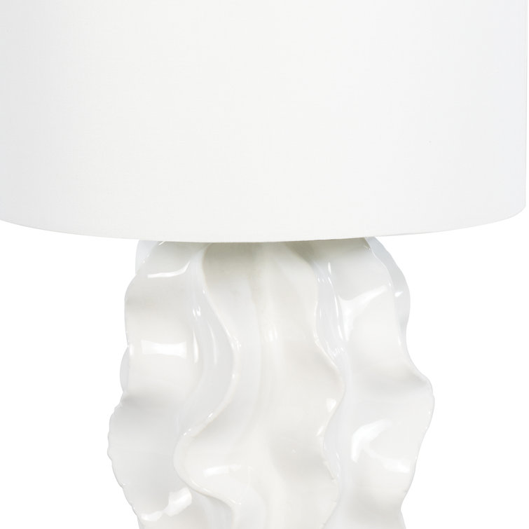 White Ceramic Table Lamp with Linen Shade